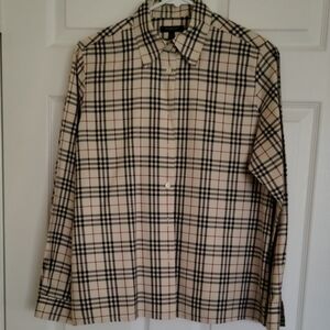 Burberry Beige and Black Checkered Shirt